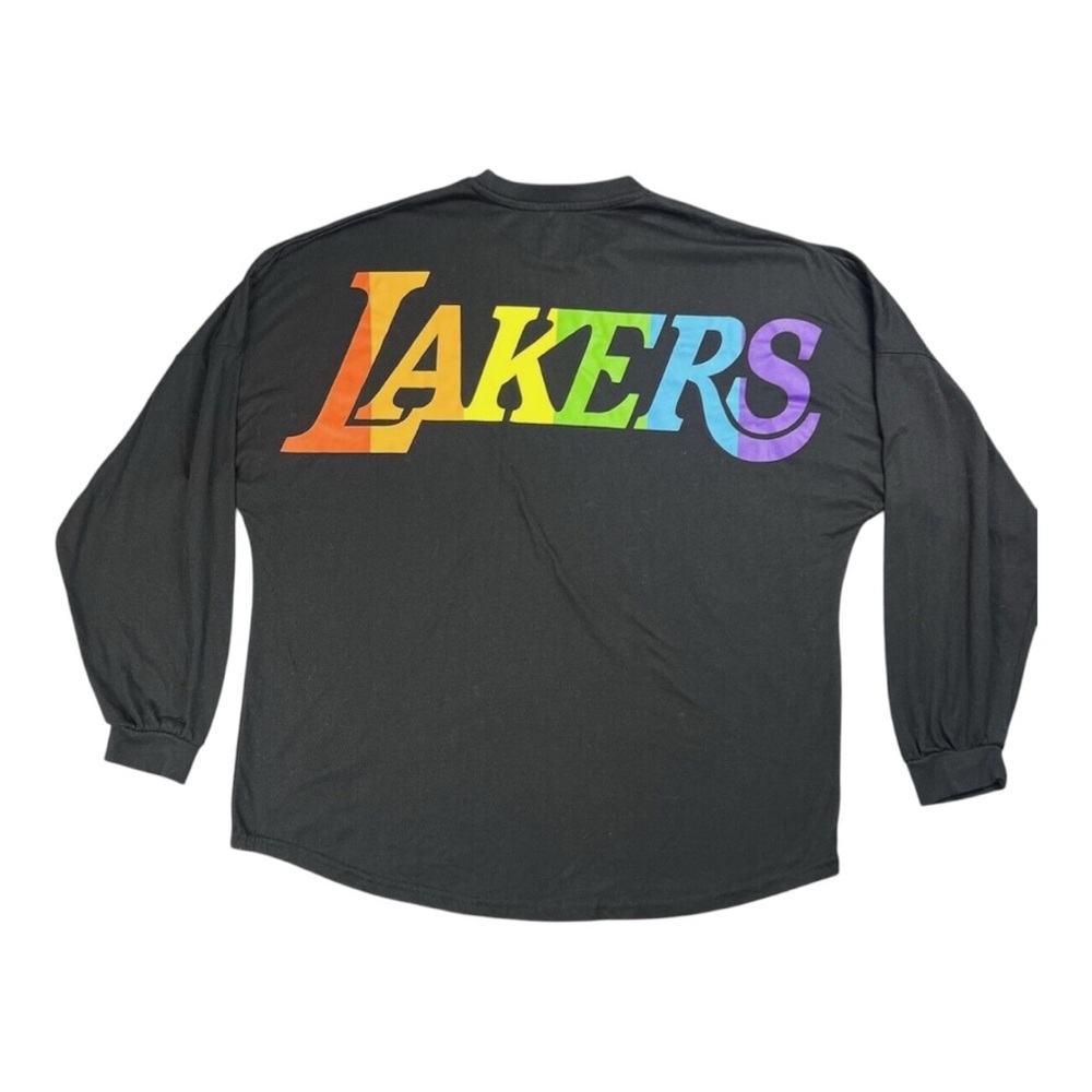 LAKERS Black and Rainbow Pride Logo Long Sleeve Tee